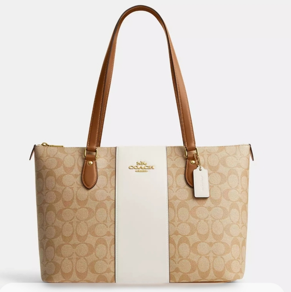NWT Coach Tote in Signature Canvas w Stripe